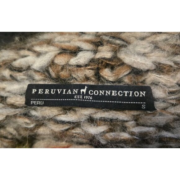 Peruvian Connection Chunky Marled Sweater Cardigan S Alpaca Striped Womens - Picture 5 of 6